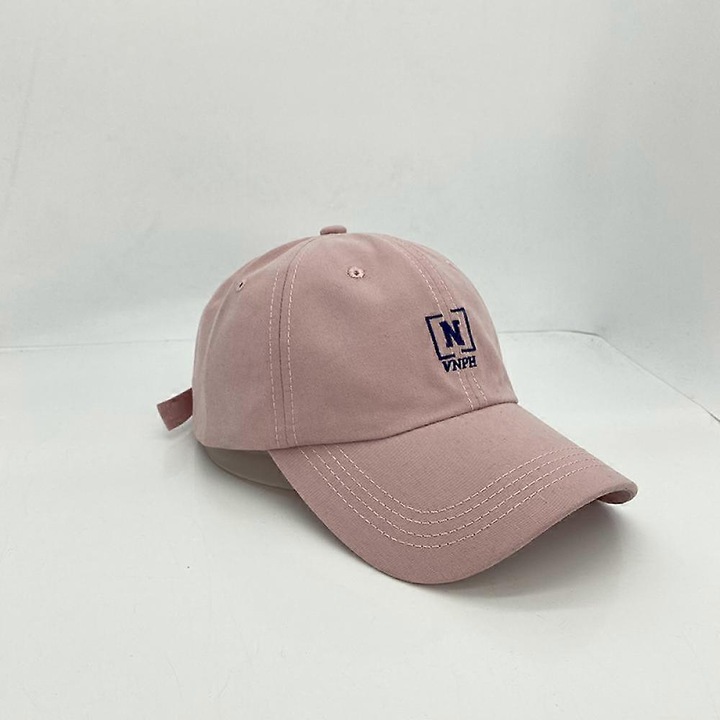 Sapca de baseball reglabila cu litera N brodata pentru barbati si femei (roz)