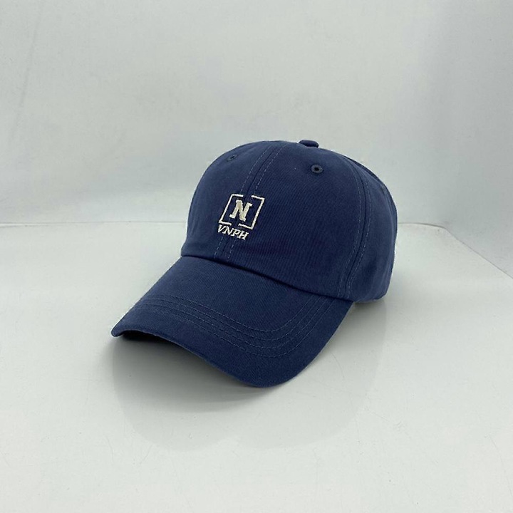 Sapca de baseball reglabila cu litera N brodata pentru barbati si femei (albastru marin)