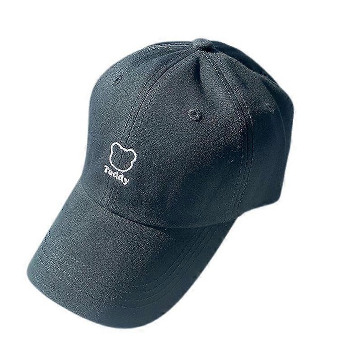 Sapca retro draguta brodata cu ursulet, palarie de baseball cu parasolar, neagra