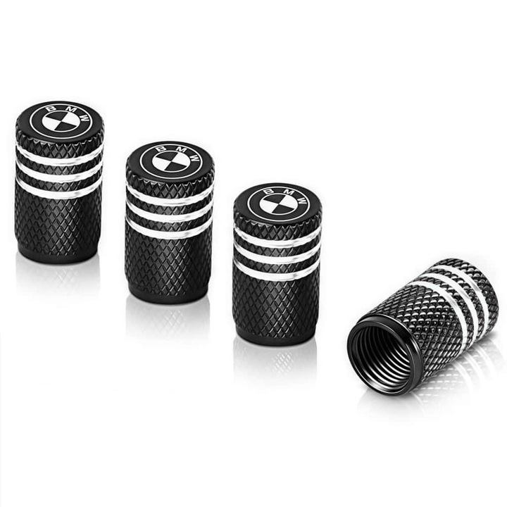 ARRRD® Set 4 capace valva pentru anvelope BMW din aliaj de aluminiu durabil - protectie antirugina pentru anvelope, negru