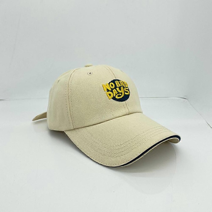 Sapca de baseball pentru barbati, cu model simplu, brodat, cu margini arcuite, bej