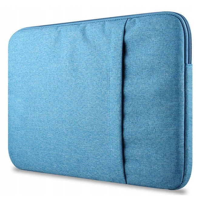 Husa pentru MacBook, 13.3 inch, protectie impotriva zgarieturilor, buzunar pentru telefon, albastru, fermoar, material de inalta calitate, umplutura pentru absorbtia socurilor