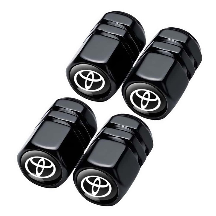 ARRRD® Set 4 capace valva din aluminiu negru pentru Toyota - Metal antiderapant, potrivite pentru masini, biciclete, motociclete