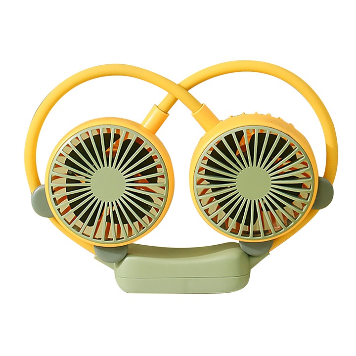 Преносим вентилатор за врата, жълто/зелен, 17x3.6x28.5см