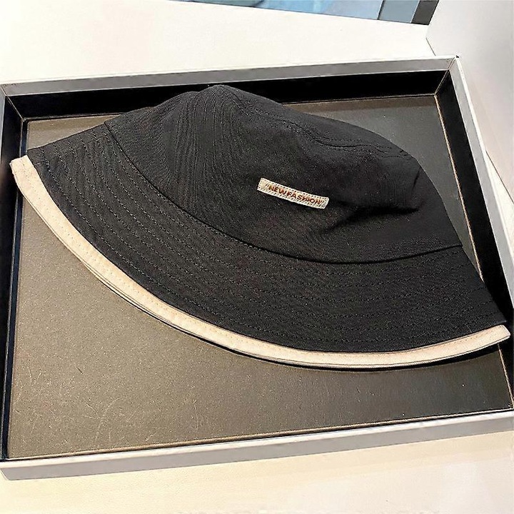 Palarie de pescar cu litere simple, fata feminina, mica, de vara, calatorii, agrement, parasolar, palarie neagra