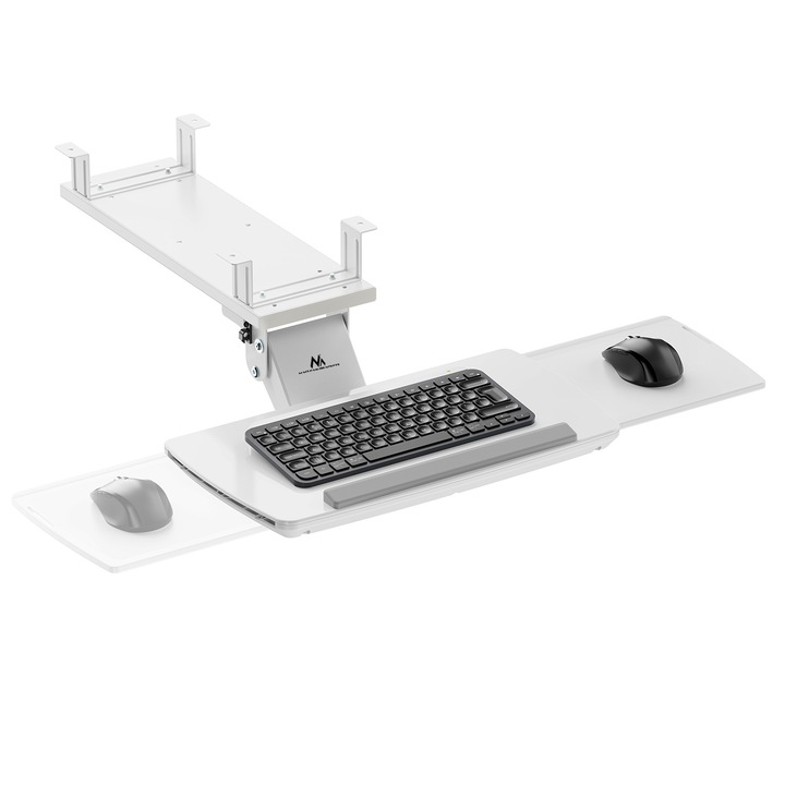 Suport tastatura sub birou Maclean, reglabil, max. 5kg, alb, MC-156 W