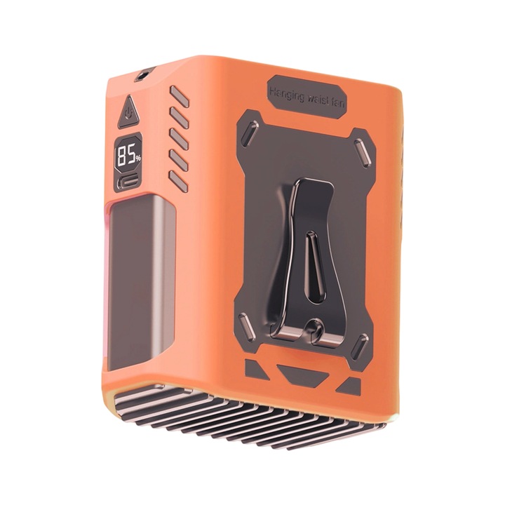 Ventilator USB incarcabil, 5 viteze, 8000mAh, portocaliu, 87x60.7x98mm