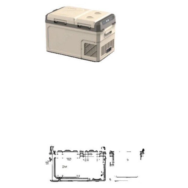 Frigider auto portabil, design cu doua zone, control prin aplicatie, 35L, 76x64x50cm