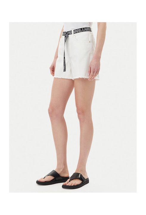 Pantaloni scurti din denim dama Karl Lagerfeld Jeans, A2W10039, Bumbac organic, Alb, Alb
