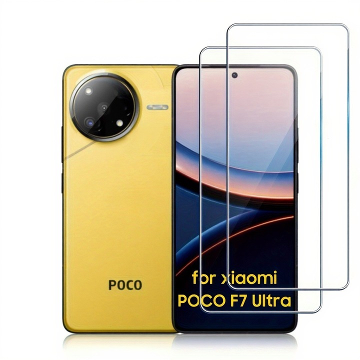 Комплект от 2 протектора за екран за Poco F7 Pro F7 Ultra, закалени, стъклени, прозрачни, 0.33 мм, устойчиви на надраскване