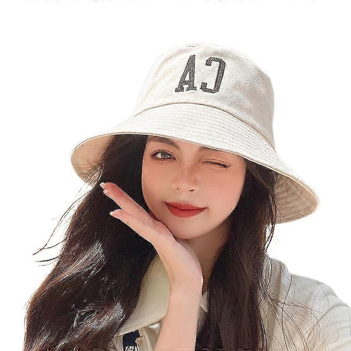 Palarie pliabila din bumbac, palarie de plaja, palarie de pescar pentru vacante, scoala, cumparaturi, drumetii-mz6903