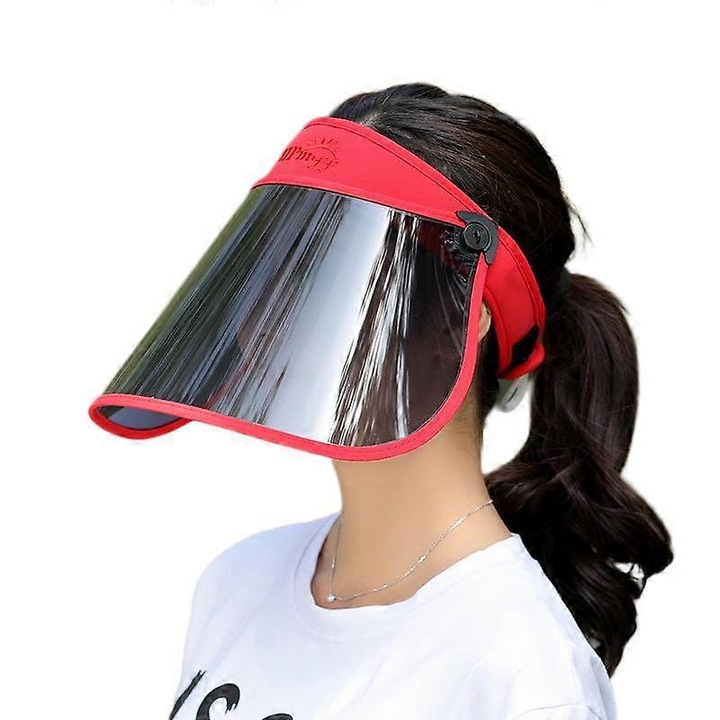 Sapka napellenzővel és HD polarizált lencsékkel, UV-szűrős napellenzővel, állítható izzadságszalaggal, kültéri használatra, golfozáshoz, strandra (nagy piros)