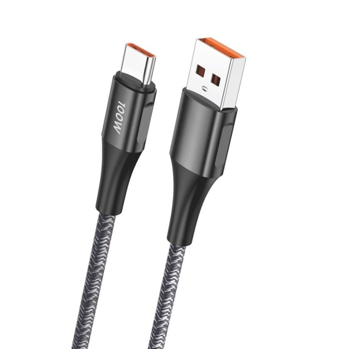 Cablu Type-C, 100W, DaDen, 1m, Negru, reszistent, incarcare rapida, fast charge, USB la USB-C