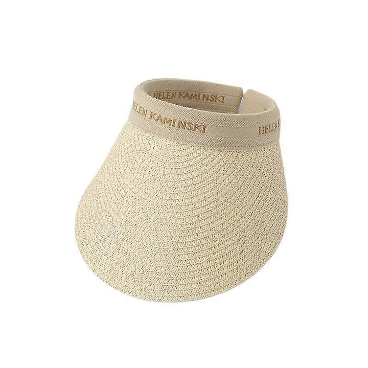 OEM Női összecsukható napkalap, UV-védelem, széles karimájú, nyári, összecsukható, arcvédő kalap, strandtakaró (bézs karimájú)