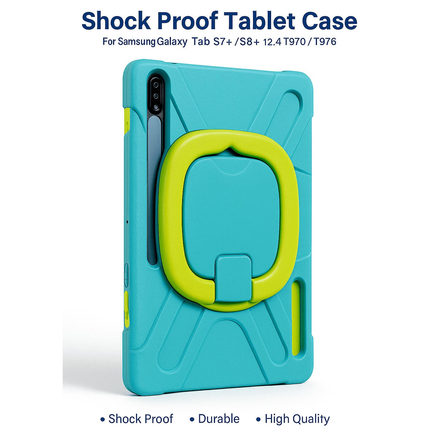 Husa pentru tableta, compatibila cu Samsung GALAXY TAB 7 12.4 T970, T976, Albastru/ Verde
