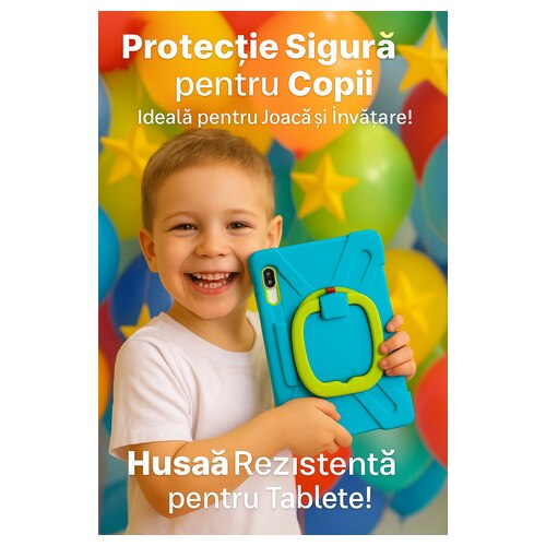 Husa pentru tableta, compatibila cu Samsung GALAXY TAB 7 12.4 T970, T976, Albastru/ Verde
