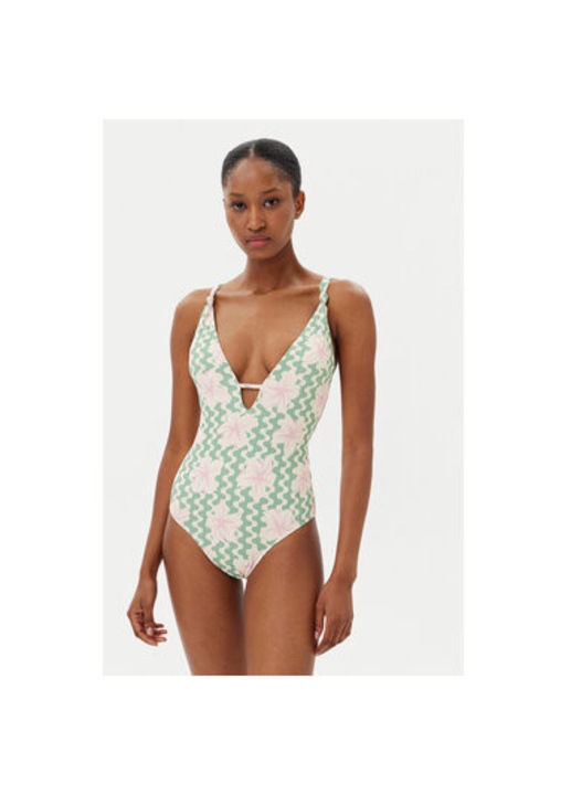 Roxy noi furdoruha, ERJX103713, nejlon/elasztan, bezs/zold, Zöld/Bézs