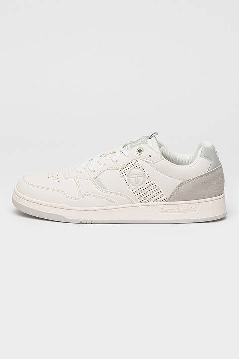 Sergio Tacchini, Pika műbőr sneaker nyersbőr részletekkel, Fehér/Világosszürke
