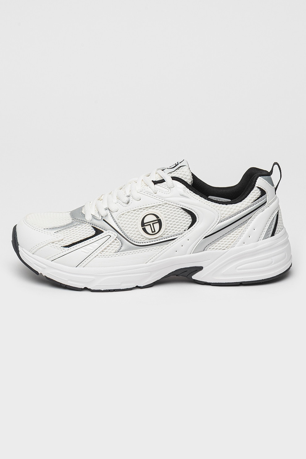 Big Star, Pantofi sport de piele ecologica si plasa, Alb optic, 45