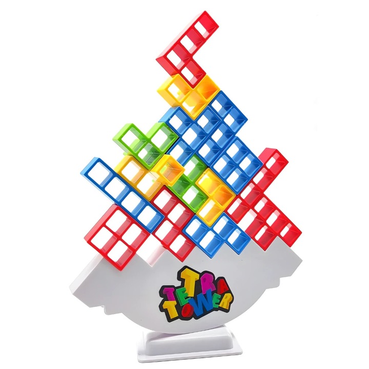 Tetra Tower társasjáték, 48 darabos, ideális gyerekeknek, felnőtteknek és nagyszülőknek, 2-4 játékos