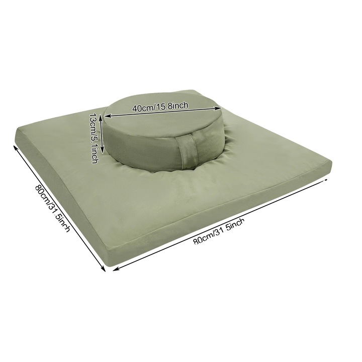 Set perne de meditatie, material confortabil, utilizare versatila, verde, 2 perne