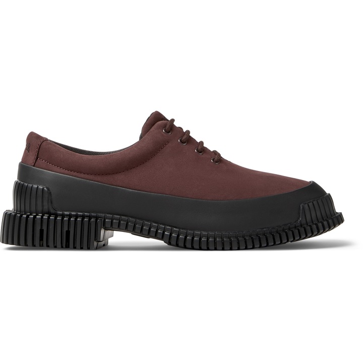 Camper, Pantofi de piele nabuc cu toc masiv, Rosu/Negru