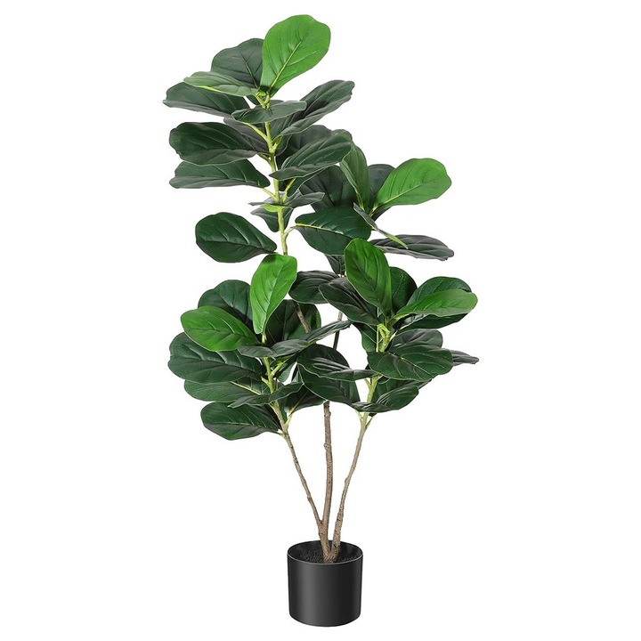 Copac artificial Fiddle Leaf Fig, material durabil, utilizare interioara si exterioara, verde, 120cm