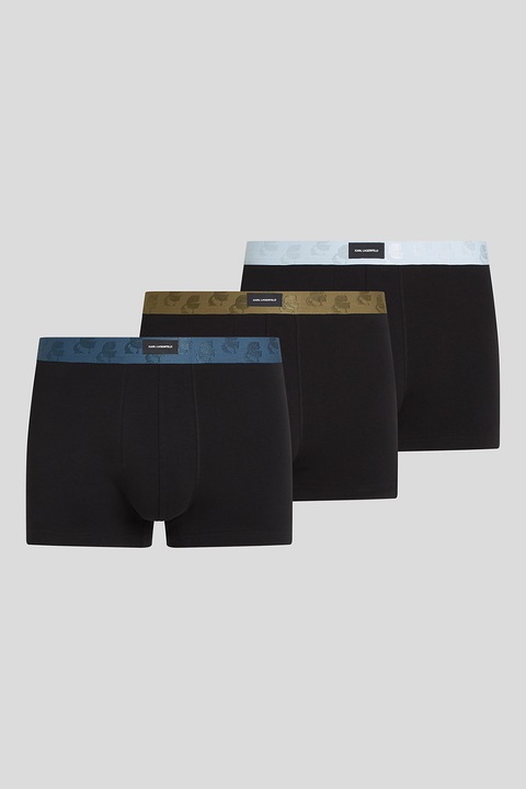 Karl Lagerfeld, Set de boxeri cu logo - 3 perechi, Negru, S