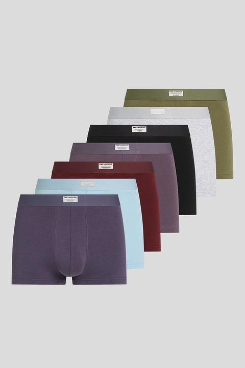 Karl Lagerfeld, Set de boxeri cu logo - 7 perechi, Albastru pastel/Negru/Violet