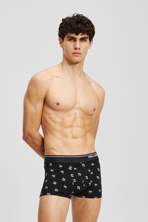 Karl Lagerfeld, Set de boxeri cu logo - 3 perechi, Negru/Grej