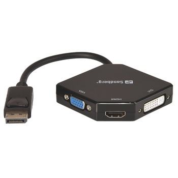 Adaptor 3 in 1 displayport pentru HDMI/DVI/VGA, negru Adaptor 3 in 1 displayport pentru HDMI/DVI/VGA, negru