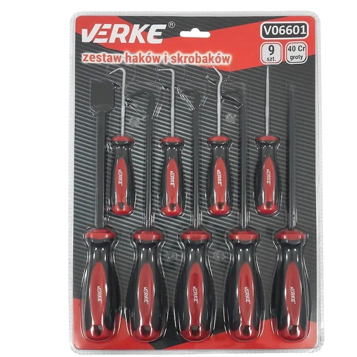 Horogkészlet fogantyúval, V06601, 9 darabos