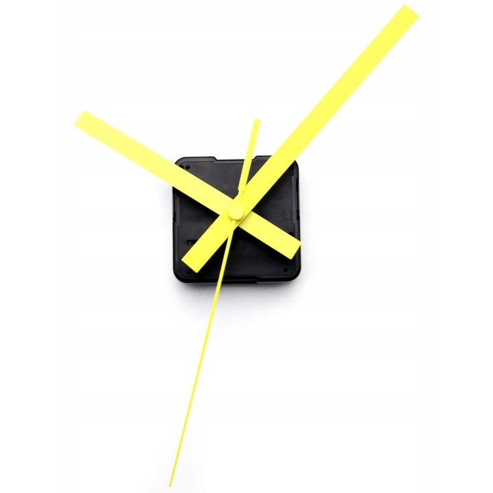 Mecanism de ceas de perete ModernClock cu cuart silentios, galben/negru, 56x56mm