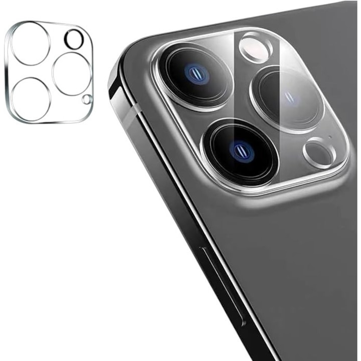 Telefonkamera védőüveg, Teljes képernyős, Apple iPhone 17 Air kompatibilis, Edzett üveg, 9H, Könnyen rögzíthető, Átlátszó