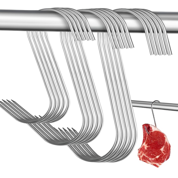 Set 15 Suporturi carne pentru gratar Inox, 12x15x18cm, Argintiu