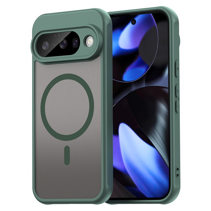 Husa pentru Google Pixel 10 cu protectie pentru lentile si MagSafe EasyCharge Ghost Series Anti-ingalbenire frosted - Verde