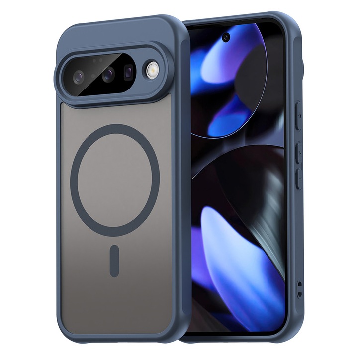 Husa pentru Google Pixel 10 cu protectie pentru lentile si MagSafe EasyCharge Ghost Series Anti-ingalbenire frosted - Albastru