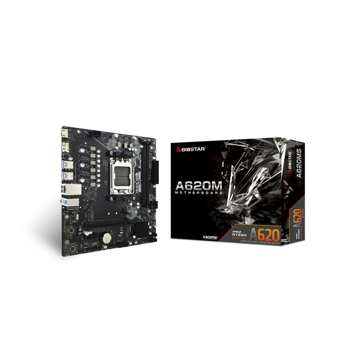 Дънна платка Biostar A620MS, AMD AM5, DDR5, mATX, 4x USB 3.2, HDMI