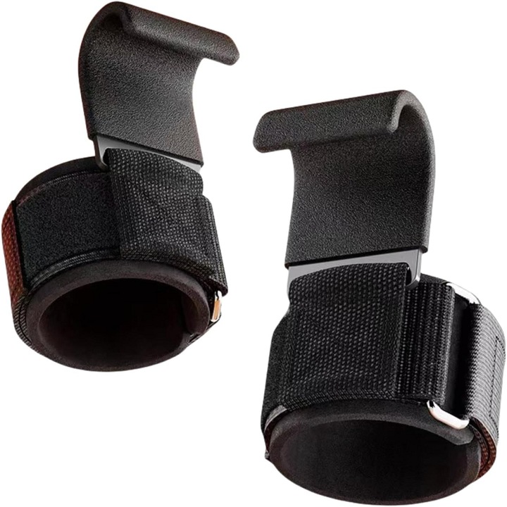 Carlig de antrenament pentru tractiuni, 4FIZJO, prindere ferma, negru，Potrivit pentru haltere, ridicarea umerilor, flotari - carlige si curele de ridicare, potrivite pentru ridicarea greutatilor si exercitii de fitness