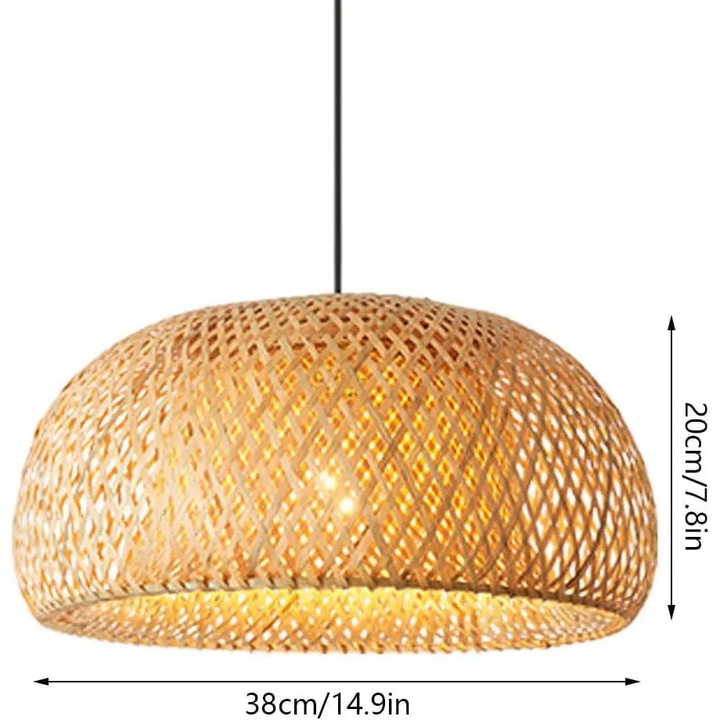 Pendul din bambus impletit, stil japonez, 38cm, fara bec