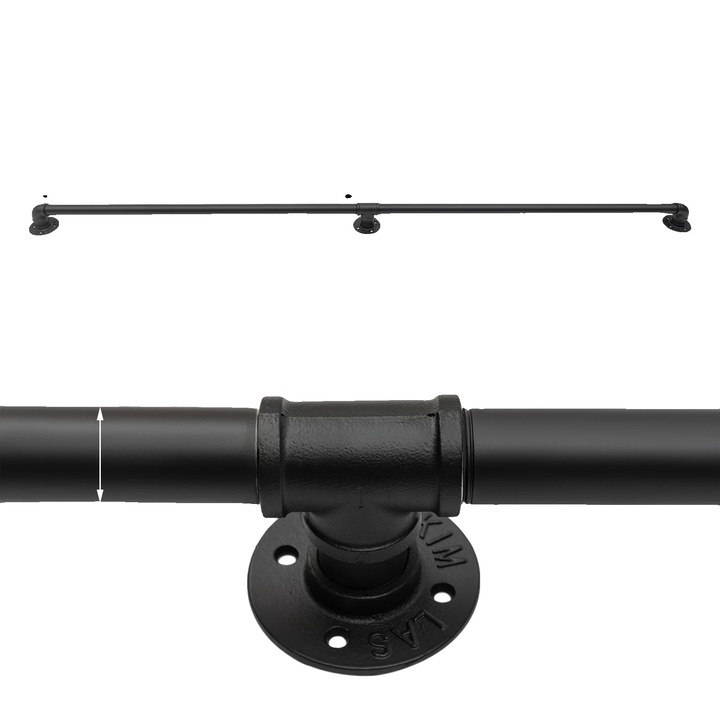 Парапет за стълбище, поцинкована желязна конструкция, индустриален дизайн, черен