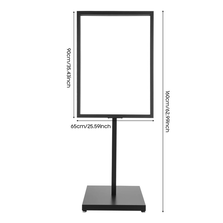 Suport publicitar, design modern, constructie din fier, negru, 160x160cm