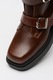 Steve Madden, Ghete de piele cu catarama si varf patrat Clipper, Maro inchis