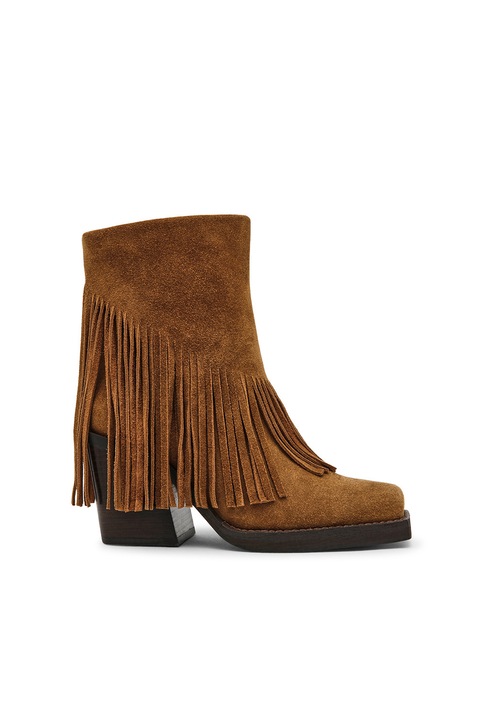 Steve Madden, Botine de piele intoarsa cu canafi Chestnut, Caramel, 39