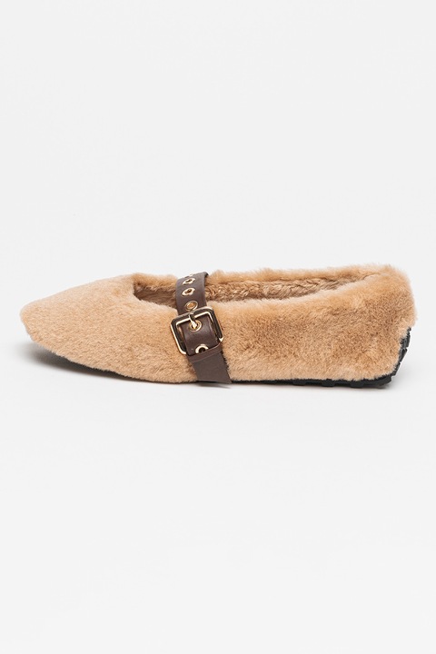 Steve Madden, Пантофки Mary Jane с еко пух, Карамел