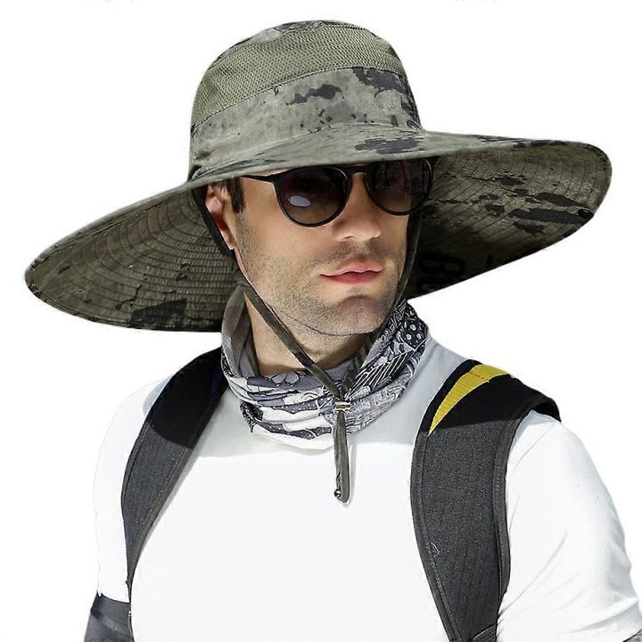 Uniszex széles karimájú napvédő kalap kültéri túrázáshoz, strandoláshoz, horgászathoz, szafarihoz, kerti munkához, kajakozáshoz, gyepen való munkához
