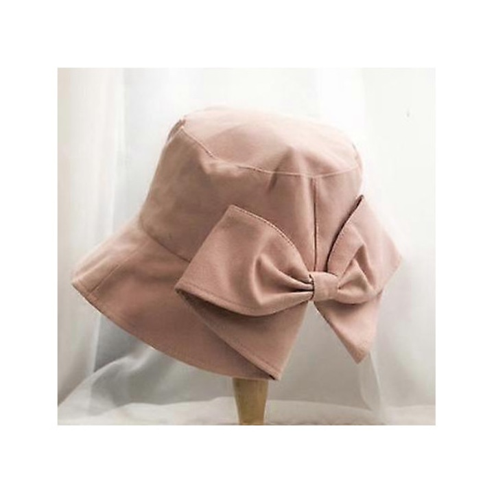 Női masnis kalap, széles karimájú, kora tavaszi halászkalap, Hepburn napvédő kalap, rózsaszín