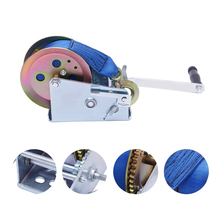 Winch manual, 3500lbs capacitate, cablu de tragere 10m, argintiu