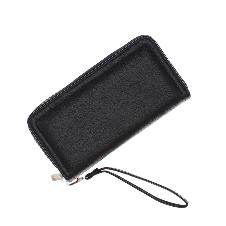 Portofel dama, material sintetic, ButicCochet, 19x10x4 cm, Negru - PR1125