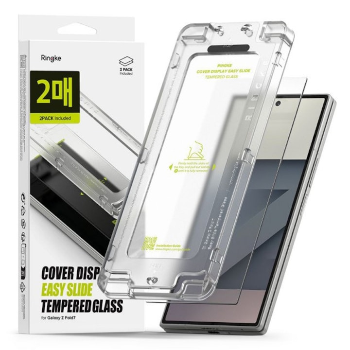 Set 2x Folie Sticla Securizata Ringke Compatibila Cu Samsung Galaxy Z Fold7, Pentru Display-ul Exterior, Aplicator Inclus